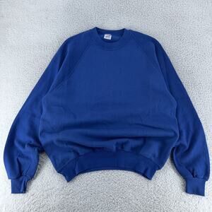 Vintage Jerzees Sweatshirt Mens L Blue Crewneck Pullover Made USA Blank 90s
